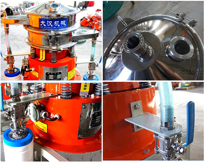 氣體保護振動篩結(jié)構(gòu)分出料口，進料口，排氣管等